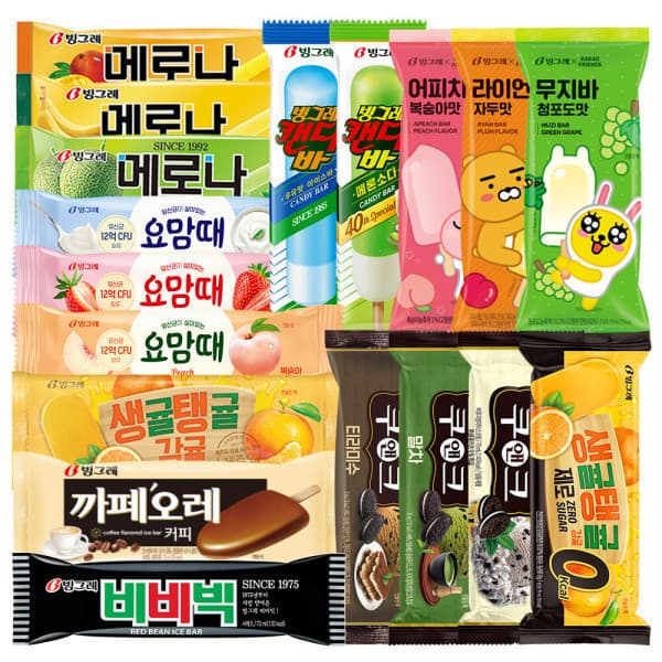 메로나 20개+비비빅(팥) 20개 등 인기아이스크림 바 40개 골라담기(17,970원/무료)