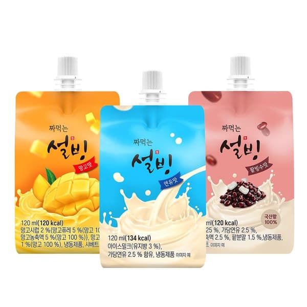 짜먹는 설빙 아이스크림 3종 12+12개 골라담기(팥빙수맛/연유맛/망고맛)