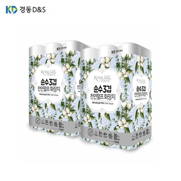 1+1 천연펄프 순수 3겹 30m x 30롤 로얄라이프 총 60롤
